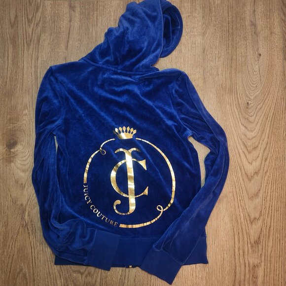 Juicy Couture Tops - Juicy Couture Blue Velour Hoodie – Classic Y2K Cozy Chic (M)